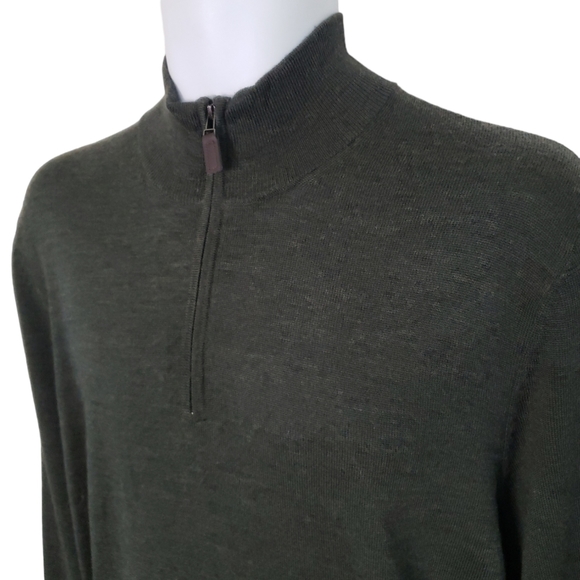 Jos. A. Bank Green Zip Up Sweater with Ribbed Cuffs - Picture 3 of 8
